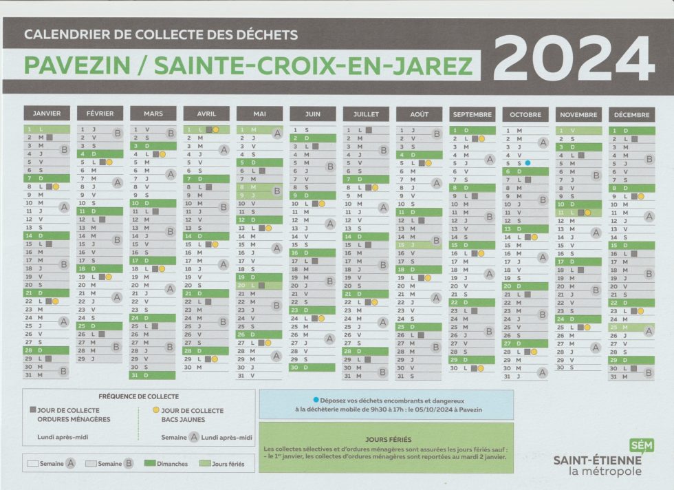 Calendrier De La Collecte Des D Chets Commune De Sainte Croix En